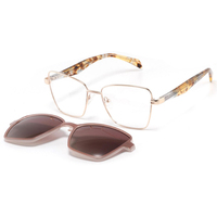 Gafas de sol de metal de aleación a la moda para mujer, diseño rectangular con lentes ópticas AC, gafas con clip, protección UV400 D14