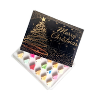 Calendario de Adviento de Lujo de 24 Días para Ceras Aromáticas, Caja Vacía con Materiales Reciclados, Laminado Mate y Bandeja de Plástico con Relieve