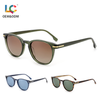Lunettes de soleil rondes surdimensionnées tendance pour femmes et hommes, protection UV400, monture en acétate haut de gamme, verres polarisés, logo personnalisé, faible MOQ, vente en gros