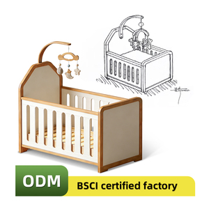 Custom High Quality Solid Wood Baby Cot Bed Wooden Baby <strong>Crib</strong> Adjustable Baby Cot Floor Bed Set Convertible Infant <strong>Crib</strong> - Product Image 1