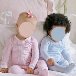 Conjunto de <span class=keywords><strong>Pijama</strong></span> Enterizo con <span class=keywords><strong>Cremallera</strong></span> y Patrón de Cuadros Rosa y Azul para Hermanos, de Algodón Suave, Manga Larga, para Bebés Recién Nacidos, Niñas y Niños - Product Image 2