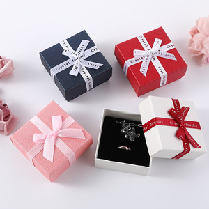 Caja de Regalo para Joyería del Día de San Valentín, Cinta con Lazo en Inglés, Caja Cuadrada Heaven Earth, Cubierta de Cartón Elegante para Pendientes y Anillos - Product Image 2