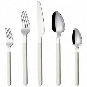 410 Stainless Steel Modern Minimalist <b>Mirror</b> Polished Portable Custom Logo Knife Fork Spoon French Studless <b>Clip</b> Handle Set - Product Image 1