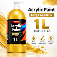 Peinture acrylique dorée 1L avec pompe à pression - Fluide, non toxique, brillance métallique intense, emballée individuellement
