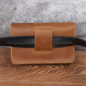 Sac banane en cuir de vachette Andong pour hommes et garçons, sacoche de taille en cuir Crazy Horse, pochette portable pour téléphone, portefeuille rétro, sac à main d'extérieur pour homme - Product Image 4