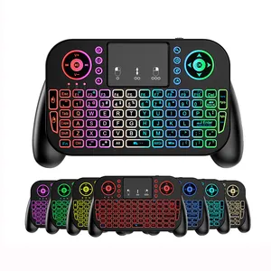 Usine V8 2.4G Mini clavier sans fil 7 couleurs rétro-éclairé Bluetooth Air souris télécommande pavé tactile pour Android TV Box