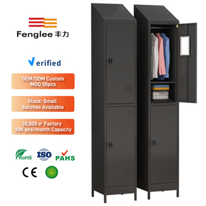 Casier métallique simple à 2 portes avec dessus incliné et serrure électronique, armoire de rangement en acier pour personnel, salle de sport, école, bureau - Product Image 3