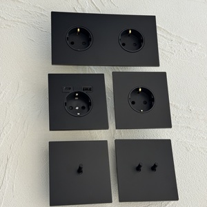 Stopkontak Ganda 16A 10A UK dengan USB-C, Sakelar Dinding Modern Matte Black Stainless Steel, 250V 86 <span class=keywords><strong>Gang</strong></span> RJ45 - Product Image 5
