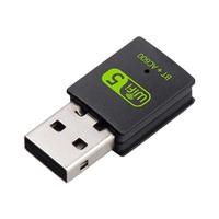 Kartu Jaringan Nirkabel 2 in 1 Dual Band 600M Tanpa Driver, Adaptor Wifi USB untuk Komputer Desktop PC