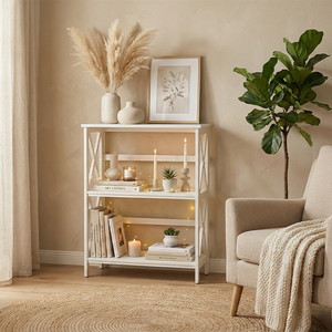 Librería Moderna de 3 Niveles, Ecológica, Marca PKP, Mueble de Salón con 1 Año de Garantía, Madera de Caucho, MDF, Chapa de Roble - Product Image 2