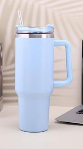 Vaso Térmico Clásico de Acero Inoxidable de 40oz con Asa y Popote, Portátil, Anticaída, para Coche - Product Image 3