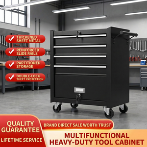 <b>Tool</b> Cabinet 68cm X 70cm X 118cm With 5 Drawers Keyed Lock Industrial Workshop Storage <b>Cart</b> With Wheels And Push Handle - Product Image 2