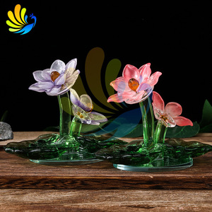 Ornement de fleur de lotus en cristal, couleurs mélangées, fait main, décoration pour la maison - Product Image 4