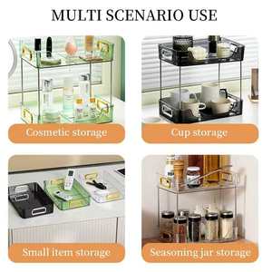 Estante Plegable Desmontable de Doble Nivel de Calidad Premium para Cocina, Almacenamiento de Platos y Tazones, Construcción de Plástico ABS Transparente - Product Image 4