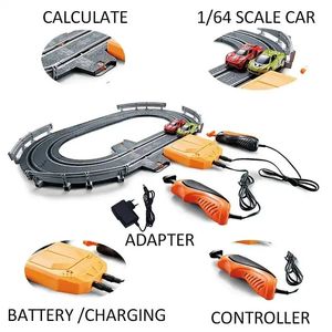 Circuits de course de voitures slot avec 4 voitures slot haute vitesse, circuit de course à piles ou électriques, jeu de course double pour garçons et enfants - Product Image 4