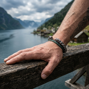 Gioielli Storici all'Ingrosso: Bracciale da Uomo in Acciaio Inossidabile 316L, Bracciale Vichingo con Lupo, Gioielli da Polso - Product Image 3