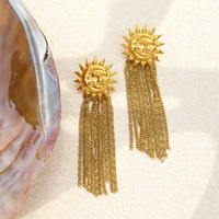 Boucles d'oreilles clous vintage Dreamshow Tendance 2026 Sunburst pour femme, plaqué or, bijoux à pampilles, en acier inoxydable