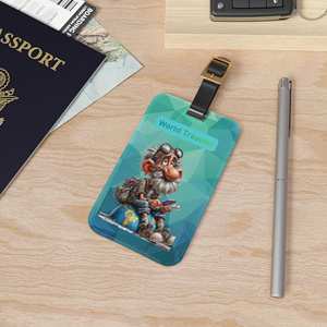Étiquette de bagage en acrylique OEM/ODM, personnage de <span class=keywords><strong>dessin</strong></span> <span class=keywords><strong>animé</strong></span> 'World Traveler', cadeau de voyage idéal, étiquette d'identification de sac de voyage amusante, pour les vacances, 'Bon Voyage' - Product Image 5