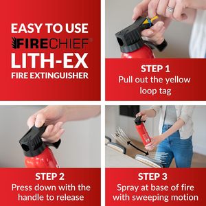 <span class=keywords><strong>Extincteur</strong></span> à <span class=keywords><strong>batterie</strong></span> <span class=keywords><strong>lithium</strong></span>-ion 500 ml Firechief Aérosol Lith-Ex Rouge/Noir Acier Classe pour téléphones Chargeurs Ordinateurs portables Tablettes - Product Image 5