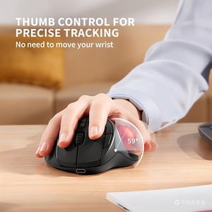 Souris Trackball sans fil à commande par le pouce, souris sans fil au design spécial, charge Type-C, souris sans fil - Product Image 2