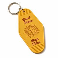 Portachiavi in plastica Vigreat stile retrò western per motel, personalizzabile con citazioni per avventure all'aperto, texture goffrata, decorazione per viaggi e negozi, rivendita