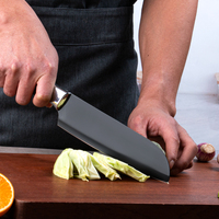 Cuchillo Santoku Pulido Water Mill, Acero Inoxidable 30Cr13, Cuchillo de Chef, Artesanía Tradicional Japonesa, para Cortar Verduras y Carne