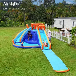 AirMyFun Inflatable Bouncer Air Double Water Slide Jumping Bouncy Castle Bounce House Slide Combo