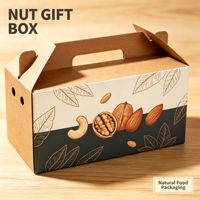 Boîte cadeau personnalisée en papier avec poignée pour emballage de fruits secs et noix