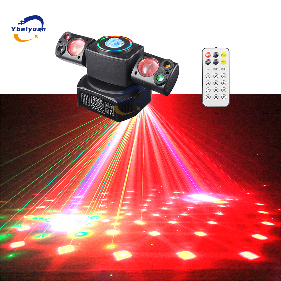 LED 4in1 RGBW 60W Beam Light Red and Green Laser Strobe With Aperture Remote Control DMX512 DJ Disco KTV Christmas Stage Light