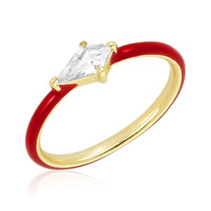 Gemnel or véritable plaider arc-en-ciel coloré émail métal poire marquise pierre anneaux mignon rouge bague en émail pour femmes - Product Image 4