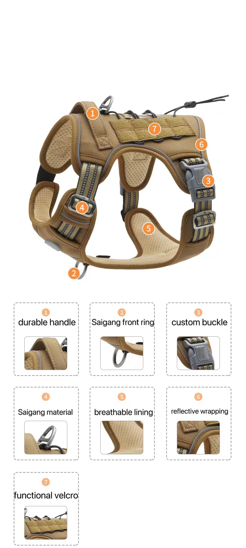 High Quality K9 Reflective Custom Pet Harness Tactical Adjustable Pet Harness Vest Set Dog Harness For Pet