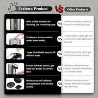 Distributeur automatique de savon mousse en acier inoxydable sans contact 330 ml, 3 niveaux réglables, fonctionne sur piles, résistant à l'eau, pour usage hôtelier