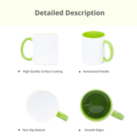 Tasse en céramique bicolore 16 pièces à l'extérieur blanc à l'intérieur de la tasse de sublimation de couleur unie avec poignée tasses en céramique mélanger 4 couleurs tasse à boire