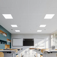 Panneau acoustique en laine de roche insonorisant moderne, ignifuge, pour plafond suspendu d'hôtel et de salle de conférence, tuile de plafond suspendu 2x2