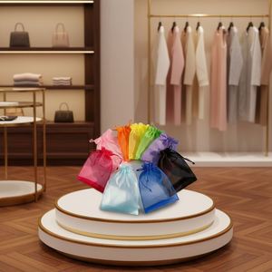 Sacs en filet transparents multicolores fabriqués en usine, fermetures élastiques, 30x40cm, durables, écologiques, échantillons, emballages pour bonbons, sacs cadeaux - Product Image 1