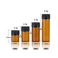 Flacon en verre ambrées avec couvercle en plastique, lunette à insertion d'huile essentielle, échantillons de parfum, 1/2/3/5ml, 30 pièces