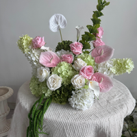Ensemble de centres de table de mariage modernes, boules de fleurs roses, Anthurium, Calla, Hortensia vert sauge, décoration de table de luxe, ensemble personnalisé en rangée
