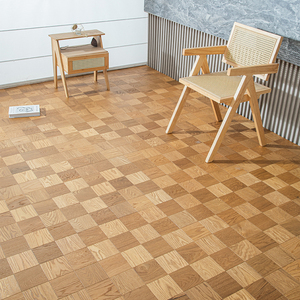 Suelo de Madera de Teca Natural en Tablero de Cuadros, Parqué Multicapa, Diseño Escandinavo - Product Image 2