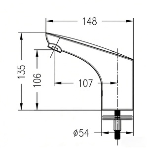 Grifo de Sensor Táctil Económico EQST-004 para Lavabo de un Solo Orificio, Diseño Tradicional, Solo Agua Fría, Comercial, Sin Contacto, para Hotel - Product Image 1