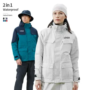 winter fashion 3 In 1 detachable two-piece windproof and waterproof fleece jacket for men