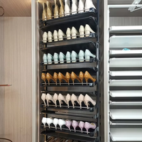 Rak Sepatu Lipat Putar Modern UZIA-10-6.6 Aluminium Kapasitas 50+ Pasang, Kabinet Penyimpanan Hemat Ruang, Pabrik Cina