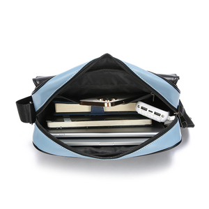 Sac à bandoulière/sacoche en cuir PU pour homme, à blocs de couleur, grande capacité, avec logo personnalisé et motif géométrique, fermeture éclair - Product Image 5