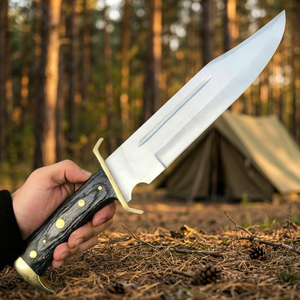 Nouveauté, couteau Bowie de haute qualité en acier inoxydable, qualité industrielle, manche en bois durable, personnalisable, camping, chasse, OEM - Product Image 3