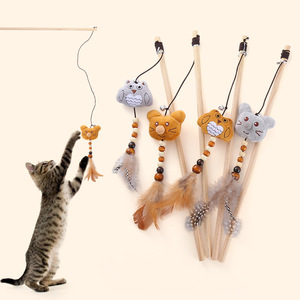 Bacchetta Giocattolo per Gatti con Piume e Gufo in Peluche, Gioco per Gatti - Product Image 1