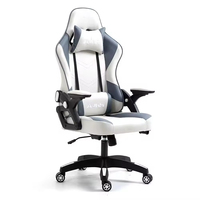 Chaise de direction en cuir de luxe à dossier haut, design moderne, accoudoirs réglables, refroidissement, massage extensible pour jeux sur ordinateur