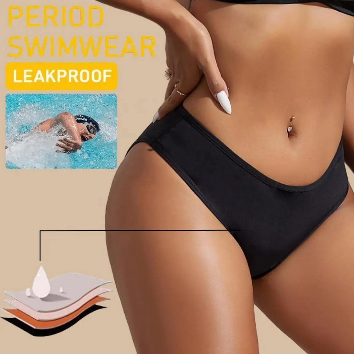 Intiflower 9815 XS-XL bikini dưới 4 lớp có thể giặt thời gian Quần Lót Phụ Nữ Đồ Bơi bơi đồ lót kinh nguyệt