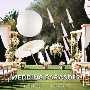 Sombrilla de Bambú Pintada a Mano para Bodas con Revestimiento Ecológico SIN CERA, Diseño Floral para Decoración de Fiestas Nupciales - Product Image 2