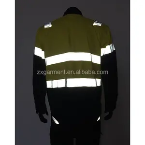 HIVIS 3 طريقة بارد نسيم القطن قميص مع شريط عاكس عالية طويلة الأكمام قميص أمان