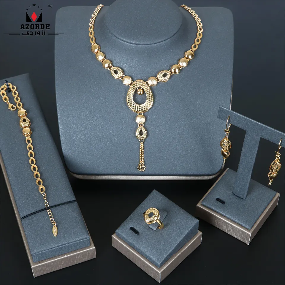 Zimas hochwertige äthiopische Frauen Gold gefüllt Halskette Halsreif große Dubai 24 Karat Gold Schmuck Set