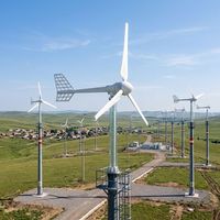 Générateur éolien VAWT 5000W 96V, démarrage à 2,5 m/s, 3 pales en aluminium, roue d'assistance, rotation externe à 360 degrés, IP54